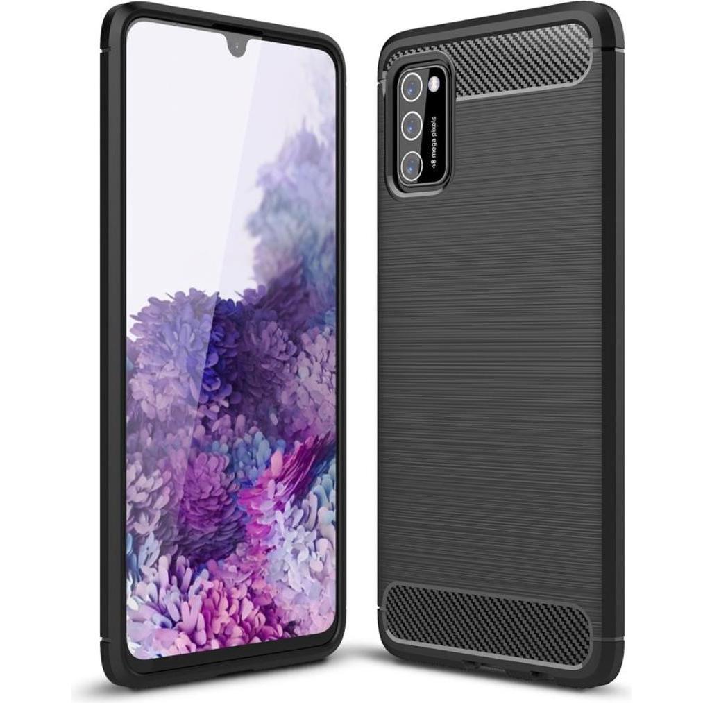 König Design Hülle Handy Schutz für Samsung Galaxy A41 Case Cover Bumper Carbon Optik Grau (Samsung Galaxy A41), Smartph...