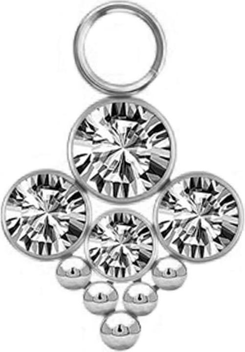 Immagine prodotto Star Piercing Anhänger silber vier Kristalle silber mit fünf Kugeln (senza ottone, Acciaio chirurgico 316L)