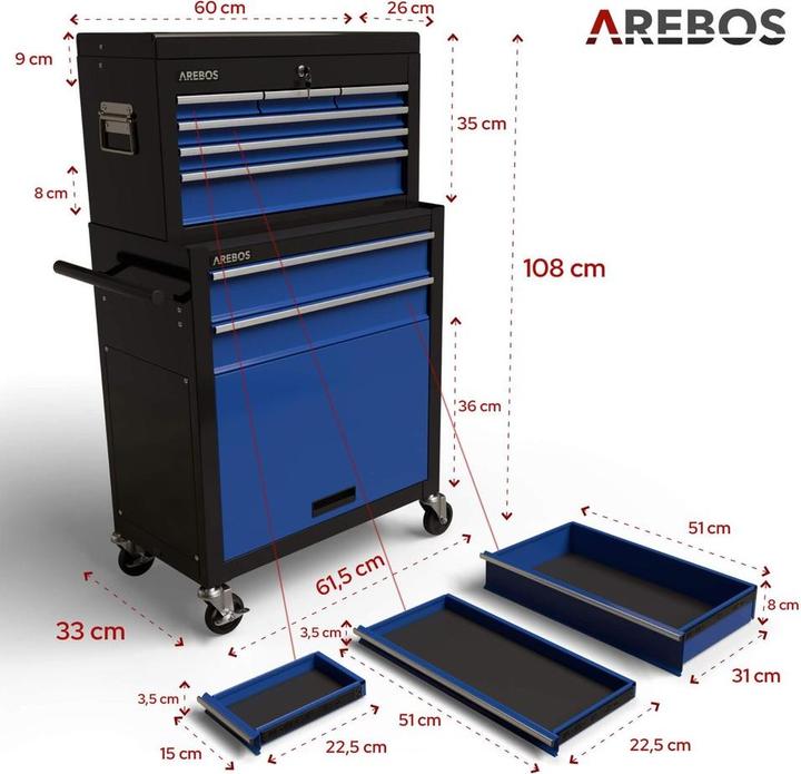 Actual product image Arebos Werkzeugwagen