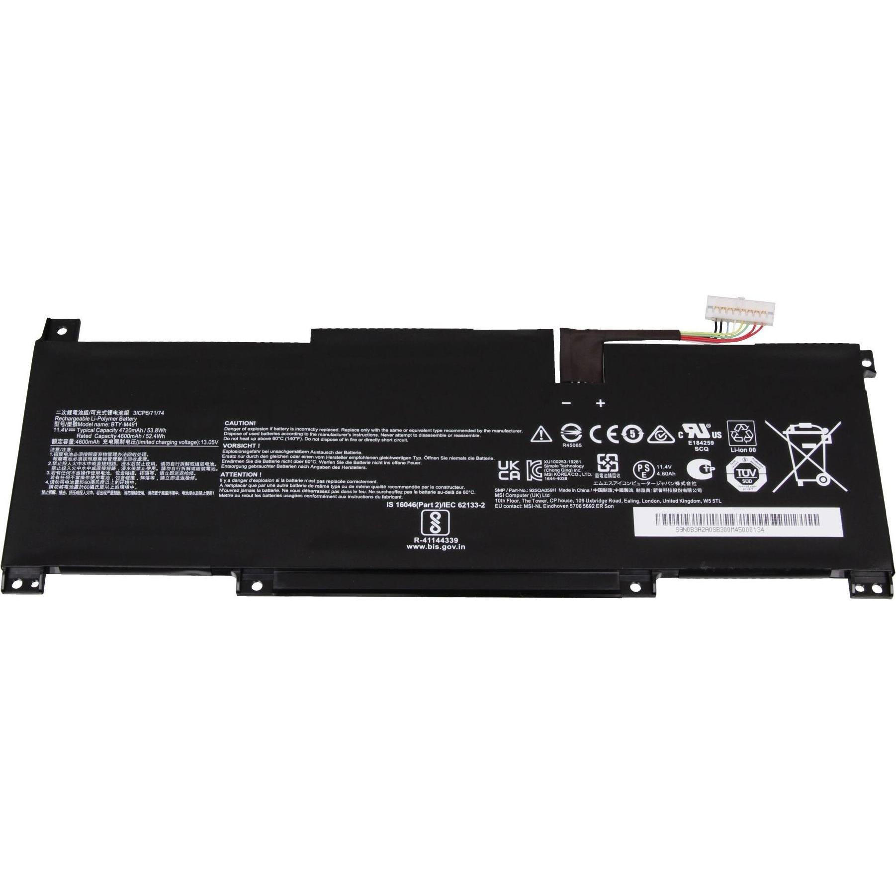 MSI S9N-0B3A2A0-SB3 (3 Zellen, 4720 mAh), Notebook Akku