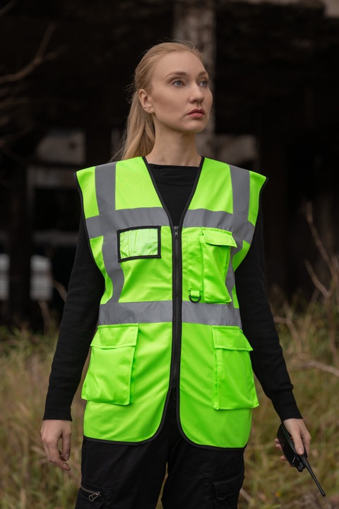 Productafbeelding Korntex Comfortabele hoge zichtbaarheidsgilet "Hamburg" - Multifunctioneel - Lichtgroen - XXL (XXL)