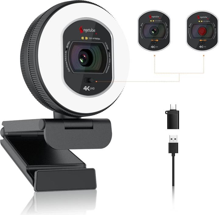 Actual product image Logitubo 4K UHD Webcam 866MAX mit Licht und AI-Mikrofonen (8 Mpx)