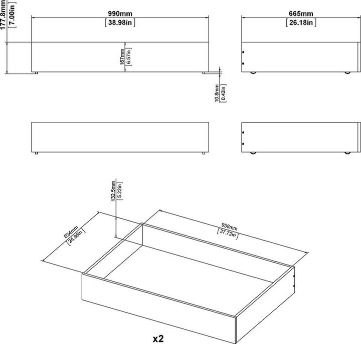 Produktbild Ebuy24 Bett Nada (90 x 200 cm)