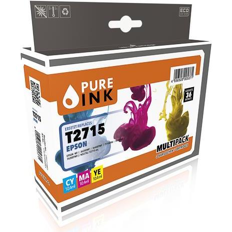 Pure Ink, Druckerpatrone, EPST2715MP3 PI EPSON T2715 WF Tinte (3) cmy HC rebuilt 3x1100Seiten Chip