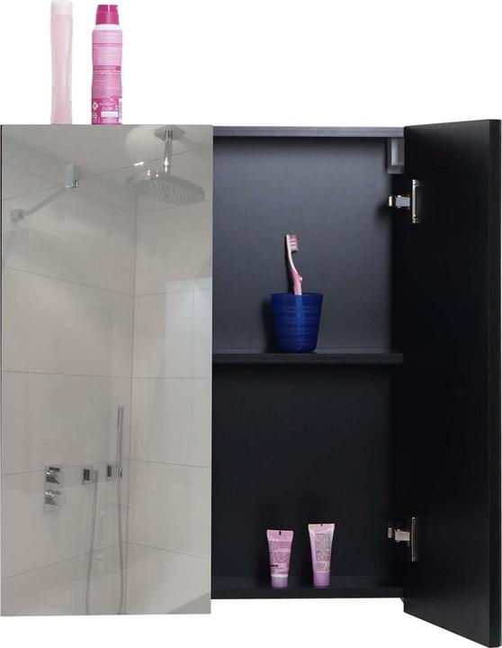 Image du produit Mendler Armoire de toilette HWC-B19b, haute brillance 70x60x16cm, noir (70 x 60 x 16 cm)