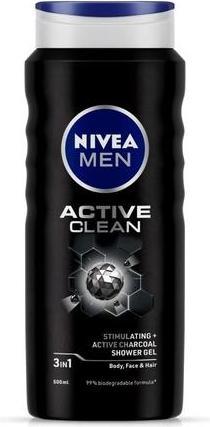 Produktbild NIVEA Men Active Clean Shower Gel for Body, Face and Hair 500ml (500 ml)