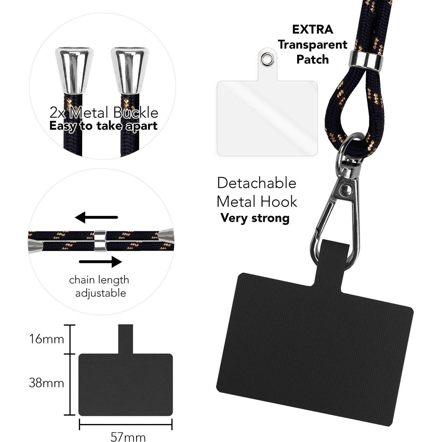 Thumbnail - Nalia Universal Handykette zum Umhängen mit Pad, Handykette, Schwarz