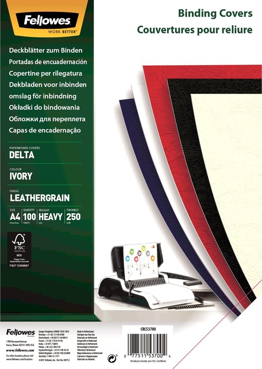 Produktbild Fellowes Delta Deckblatt mit Lederstruktur, elfenbein