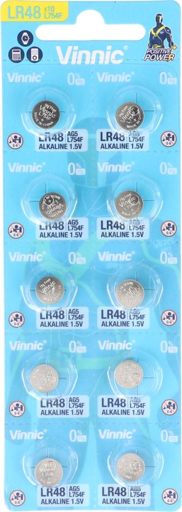 Image du produit Vinnic 10 pièces AG5, LR48, G5, LR 48, AG 5 (10 pcs, LR48, 72 mAh)