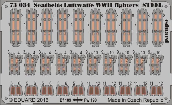 Actual product image Eduard Seatbelts Luftwaffe WWII fighters STEEL