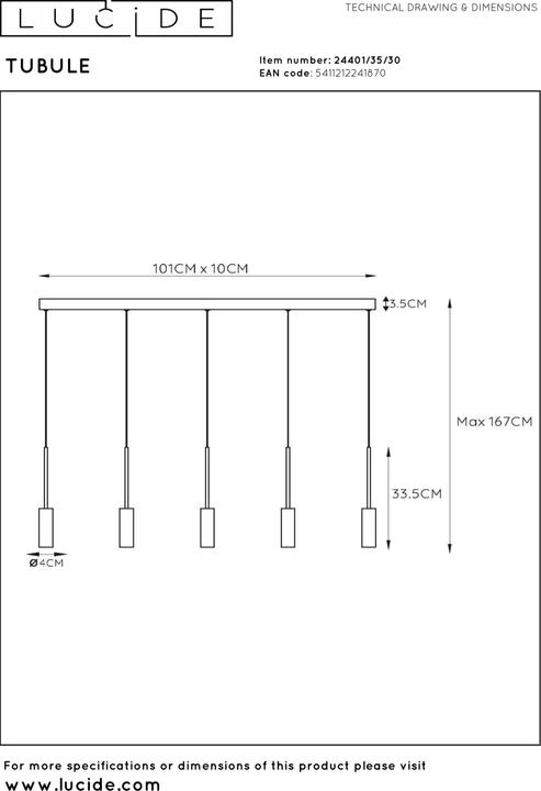 Image du produit Lucide Tubule (600 lm)