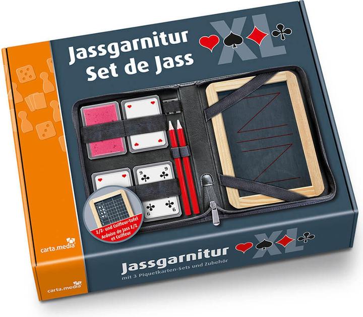 Set de Jass XL avec 3 sets de cartes de piquet et accessoires