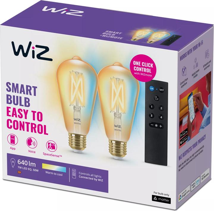Image du produit WiZ transparent (E27, 640 lm, 2x)