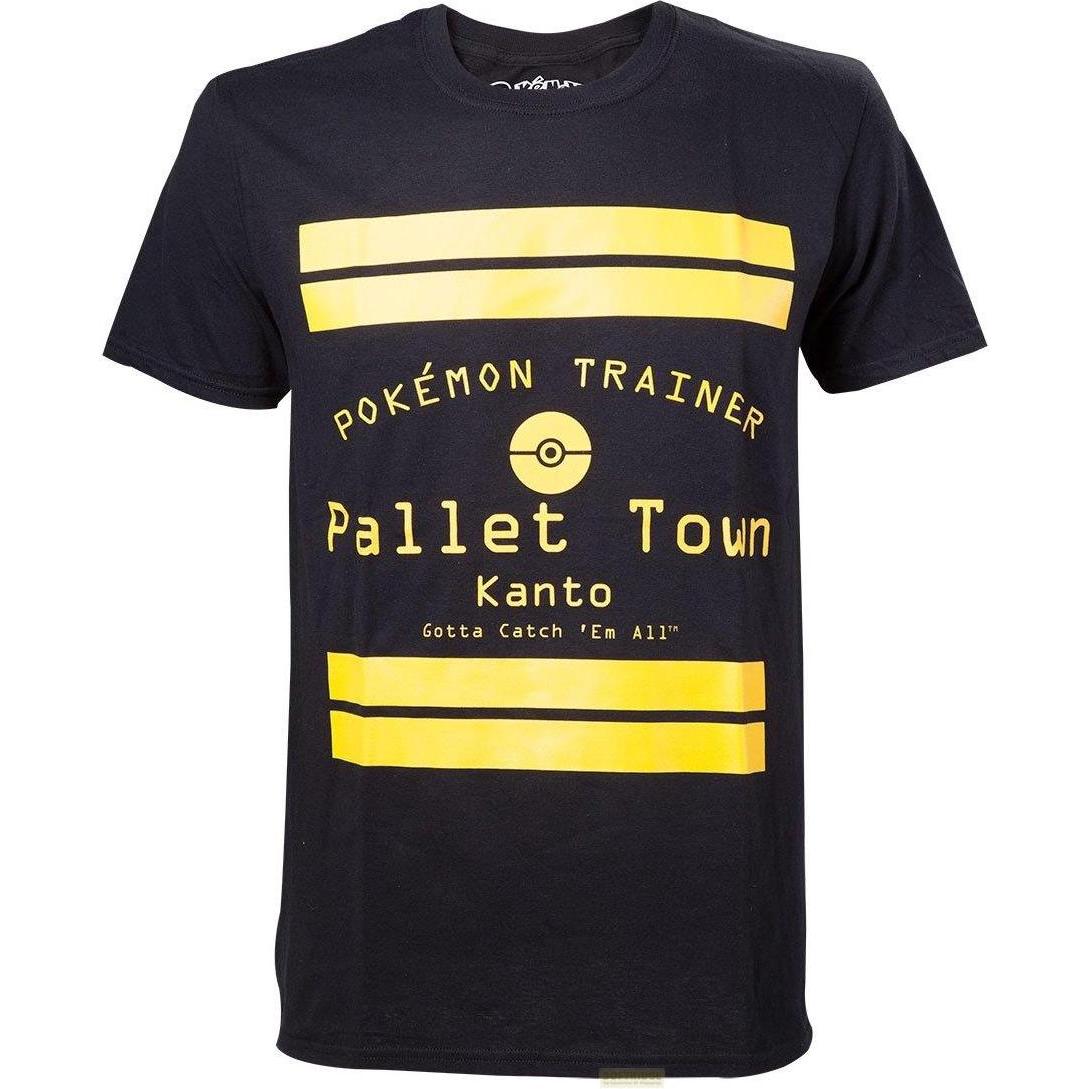 NoName, Herren, Shirt, POKEMON - T-Shirt Pallet Town Print (L), Schwarz, Gelb, (L)