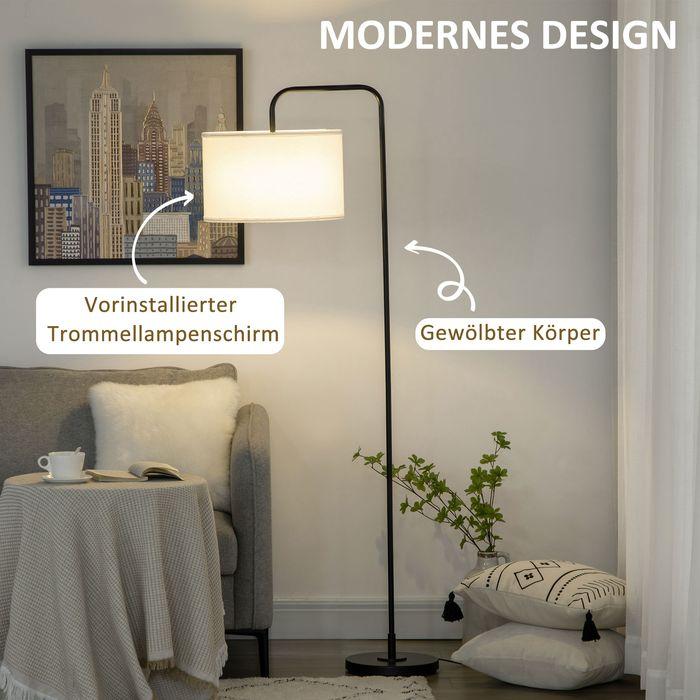 Actual product image Swisshandel24 Stehlampe Wohnzimmer Stehleuchte mit Stoff-Lampenschirm, Fussschalter, Weiss (E27)