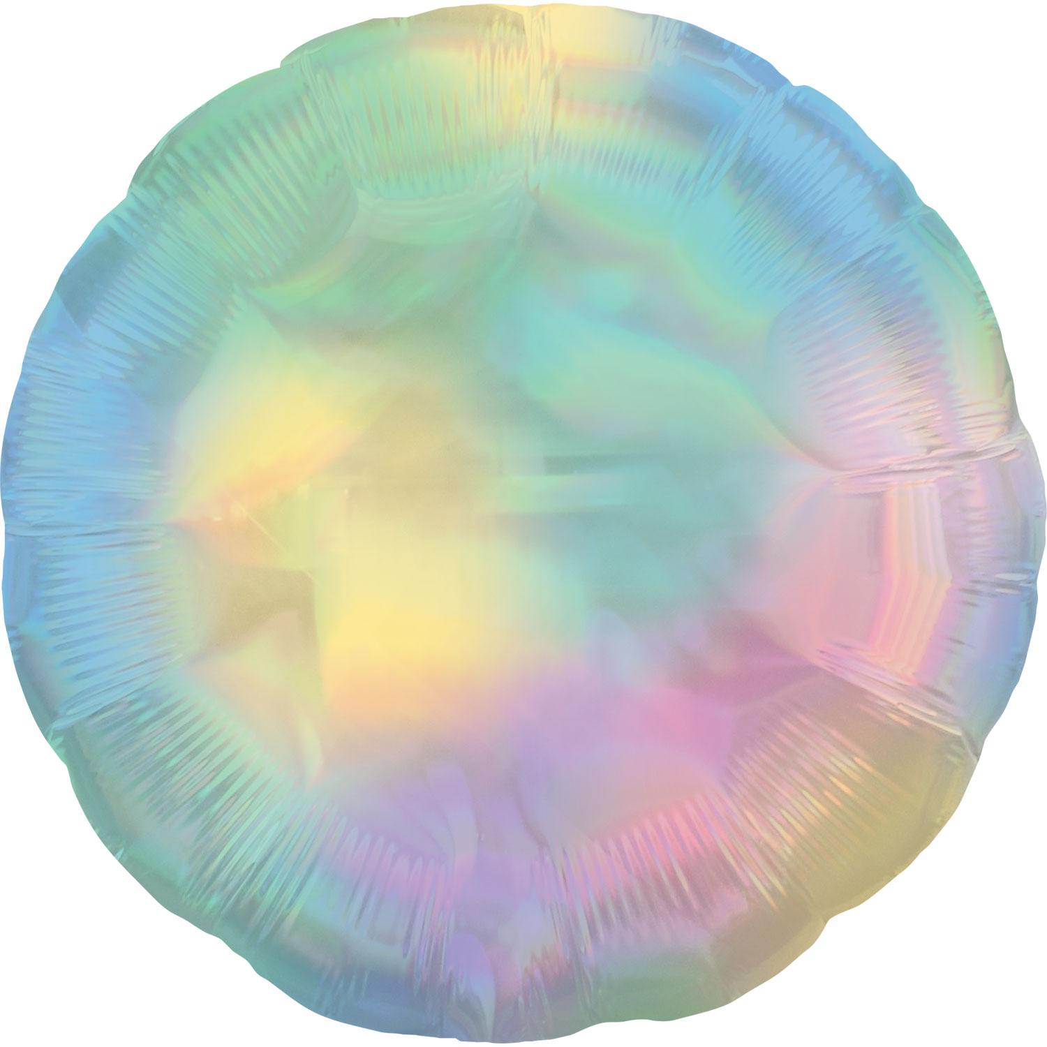 Magni 3945101 - Standard Folienballon Holographic, Pastel Rainbow, Circa 43 cm, Geburtstag, Geschen
