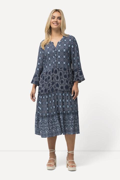 Produktbild Ulla Popken Stufenkleid, A-Linie, Tunika-Ausschnitt, 3/4-Arm (50, 52)