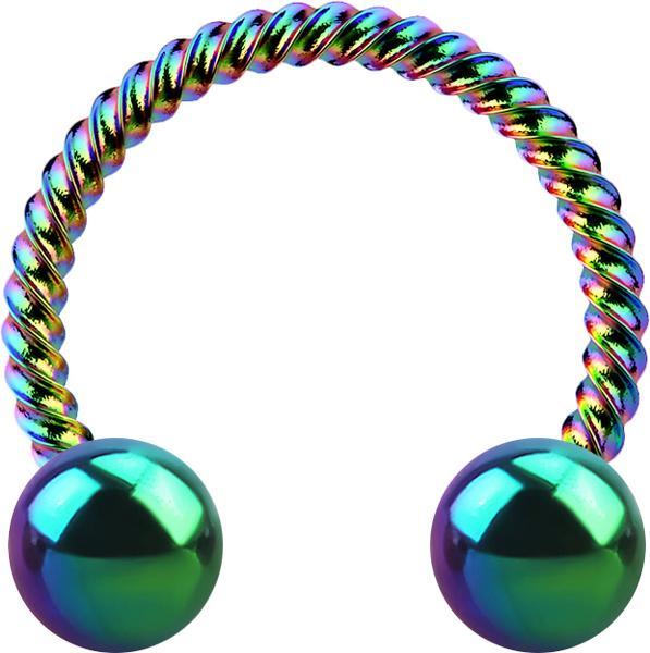 Immagine prodotto Star Piercing Micro Circular Barbell colorato intrecciato con due palline (senza ottone, Acciaio chirurgico 316L)