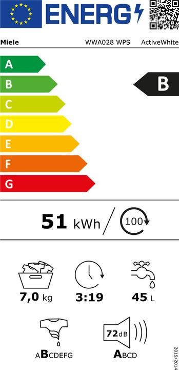 Energie-Label Miele Waschmaschinen WWA028 WPS ActiveWhite (7 kg, Rechts)