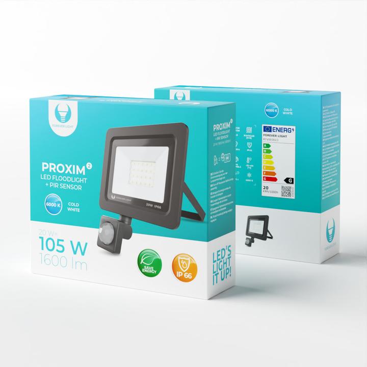 Actual product image Forever Light Floodlight LED PROXIM II 20W |6000K| PIR IP66 (IP66)