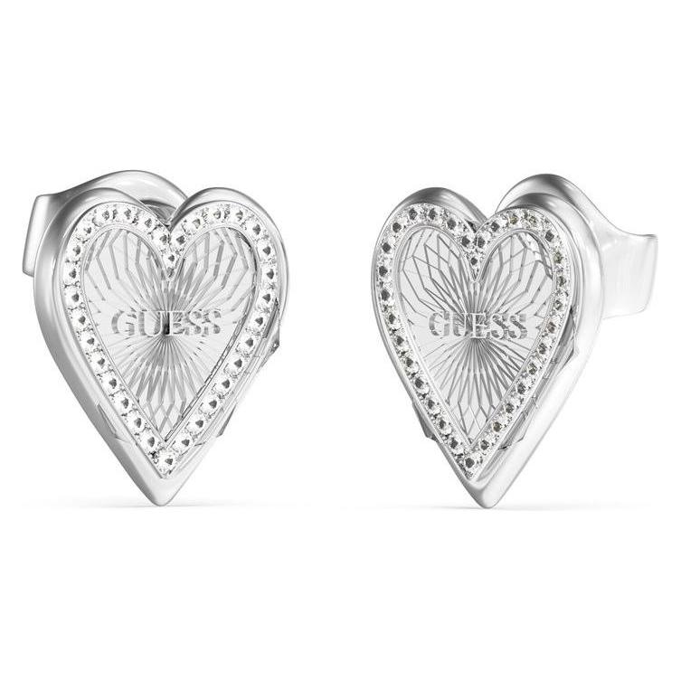 Guess, Ohrringe, Beautiful Steel Earrings Love Me Tender JUBE03237JWRHT/U, (Edelstahl, Emaille)