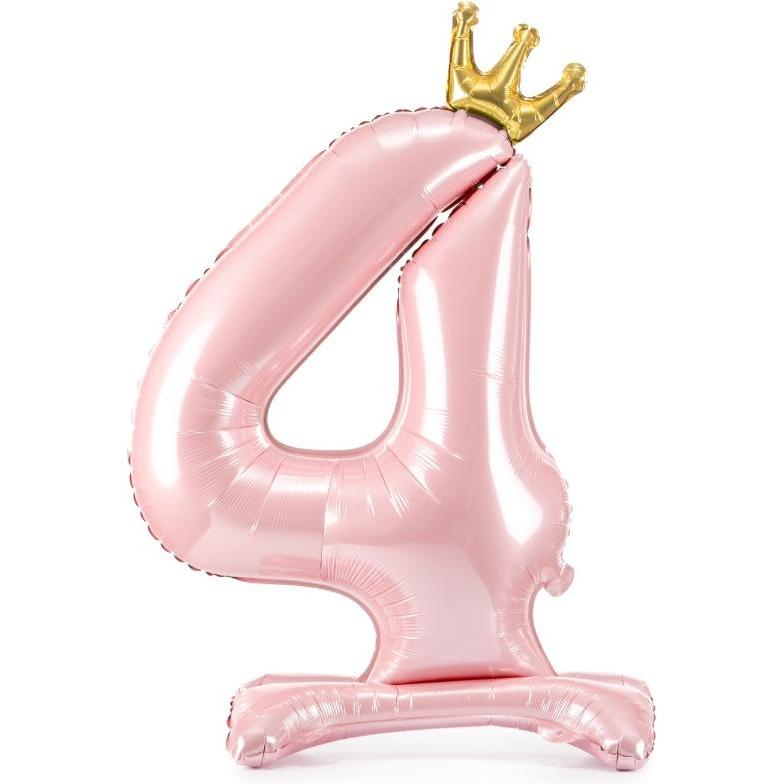 Partydeco Ballon Zahl 4 auf fuss - Rosa