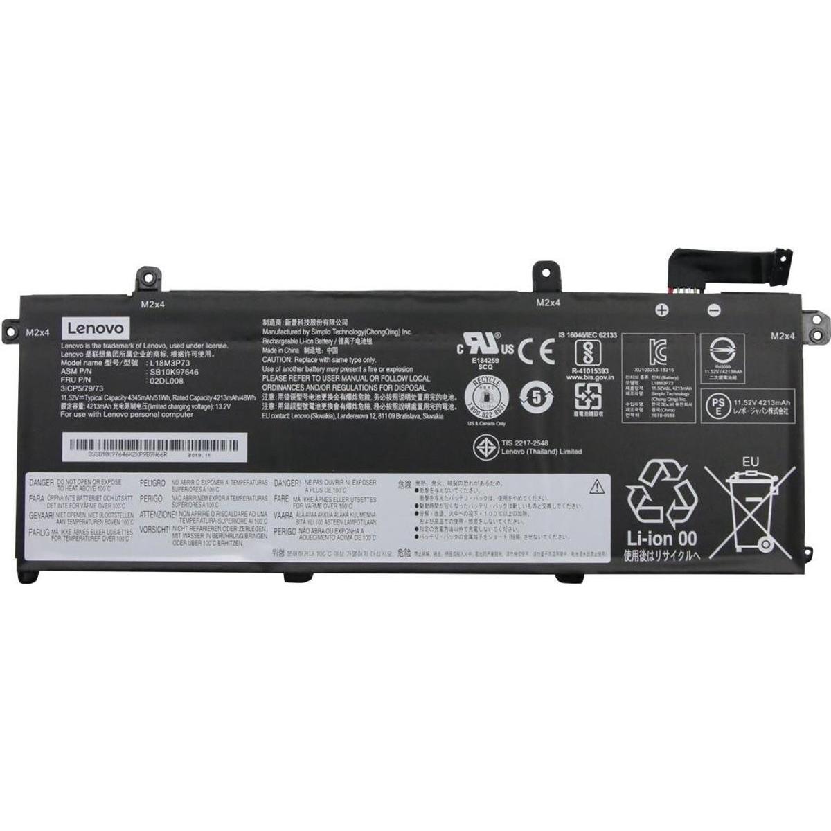 Lenovo Battery 3 Cell Internal 50Wh, LiIon (3 Zellen, 4345 mAh), Notebook Akku