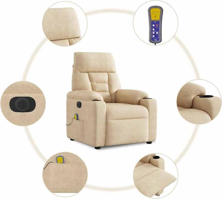 Produktbild VidaXL Massagesessel Elektrisch Creme Mikrofasergewebe Massagestuhl Sessel
