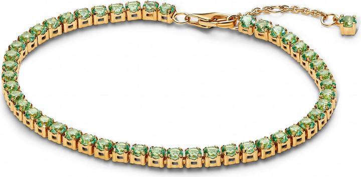 Pandora Bracelet Tennis Vert Étincelant (18 cm, Plaqué or, Métal)