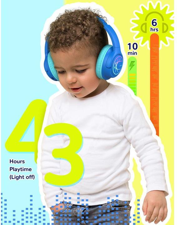 Produktbild Iclever BTH18 Headphones Kids LED C10-2083N-01 BT, 74/85 dB, 43h, blue