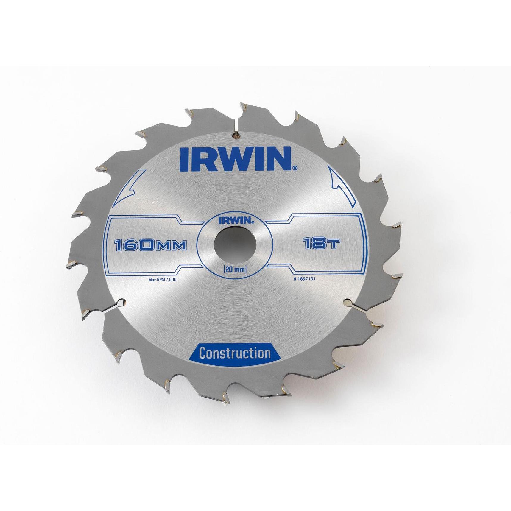 Irwin, Sägeblatt, IRW1897191 160 x 20 mm, 18 Zähne KreissäGeblattMit ATB Zahn Mahlgrössen