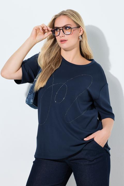 Produktbild Ulla Popken Sweatshirt, Ziersteine, Rundhals, Halbarm, Modalmix (54)