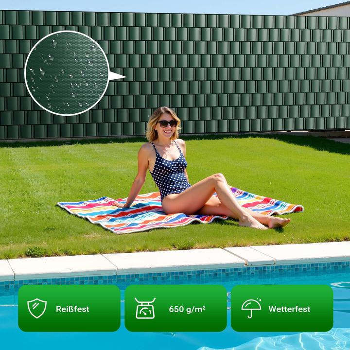 Immagine prodotto Wiltec Rotolo di recinzione verde da giardino 35 m x 19 cm, in PVC da 650 g/m² con 20 clip