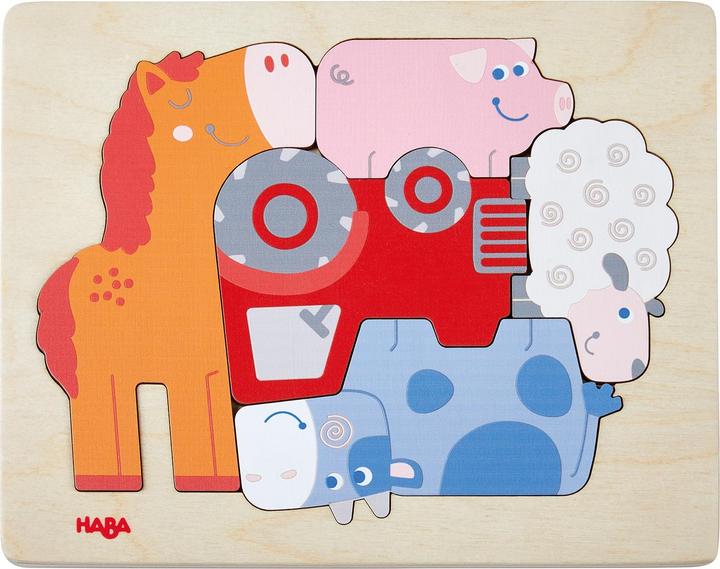 Actual product image Haba Wooden puzzle - Animal what's going on (5 pieces)