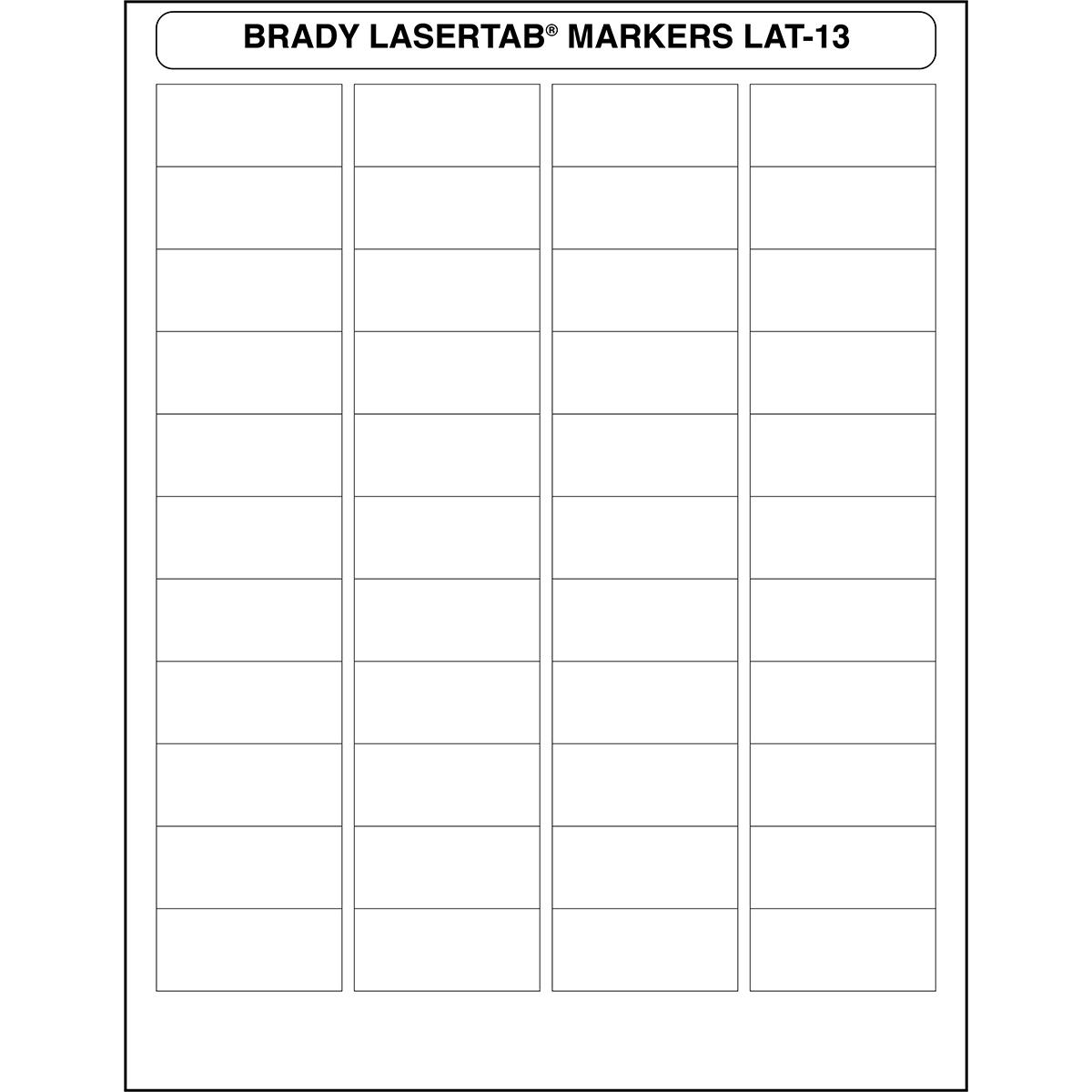 Brady LAT-13-707-2.5, Polyester, matt, Weiss, 47.63 x 21.16 mm, dauerhaft klebend, US-Letter, 4-bah (47.63 mm) (LAT-13-707-2.5)