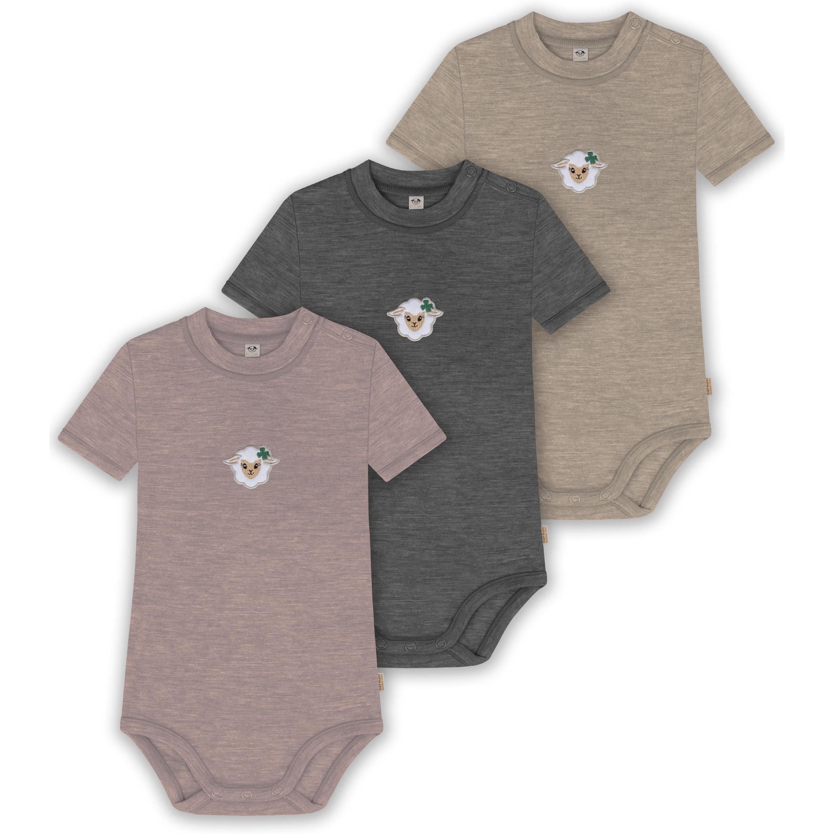 Normani, Herren, Body, 3er Set Baby Merino Kurzarmbody „Tihoi" - 9323, Beige, (68)