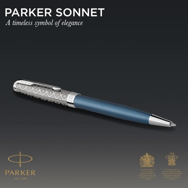Immagine prodotto Parker Biros Sonnet Premium Metal & C.C. sw M (Blu, Metallico, 1x)
