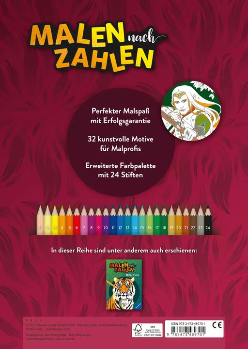 Produktbild Ravensburger Malen nach Zahlen Fabelwesen - 32 Motive - 24 Farben - Malbuch mit nummerierten