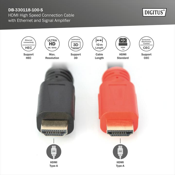 Produktbild Digitus HDMI (Typ A) — HDMI (Typ A) (10 m, HDMI, 1.4)
