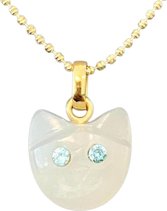 Image du produit Steinkult Halskette mit Anhänger "Tiger" mit Tigerauge (Plaqué or 18 carats, Pierre de lune blanche, œil de tigre, Pierre de zirconium)