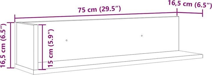 Actual product image vidaXL Wandregal (75 x 16.50 x 16.50 cm)