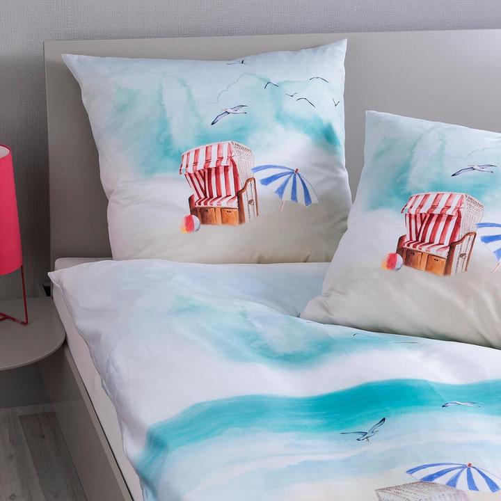 Produktbild Janine Mako-Satin Bettwäsche modern art S 42141-02 himmelblau (Bettwäsche Set, 135x200 cm + 80x80 cm)