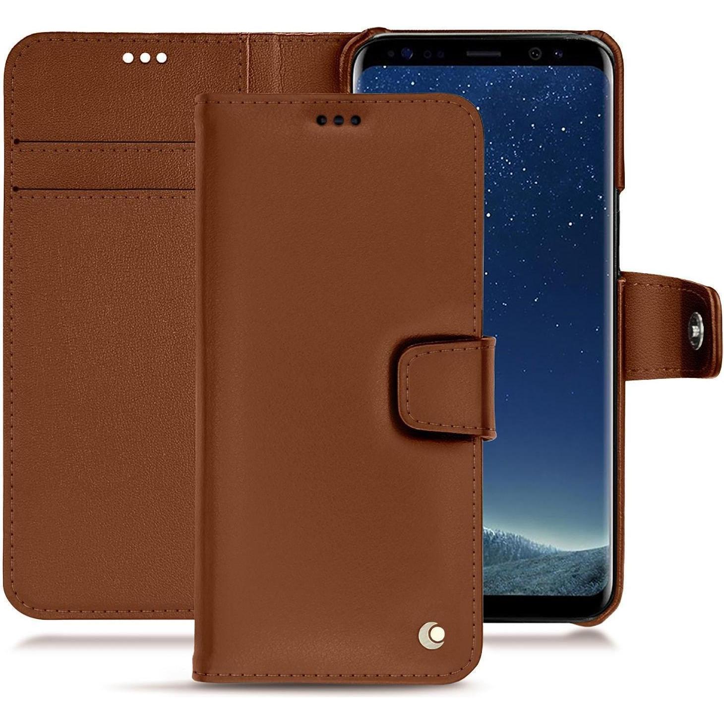 Noreve Lederschutzhülle Wallet (Samsung Galaxy S8+), Smartphone Hülle, Braun