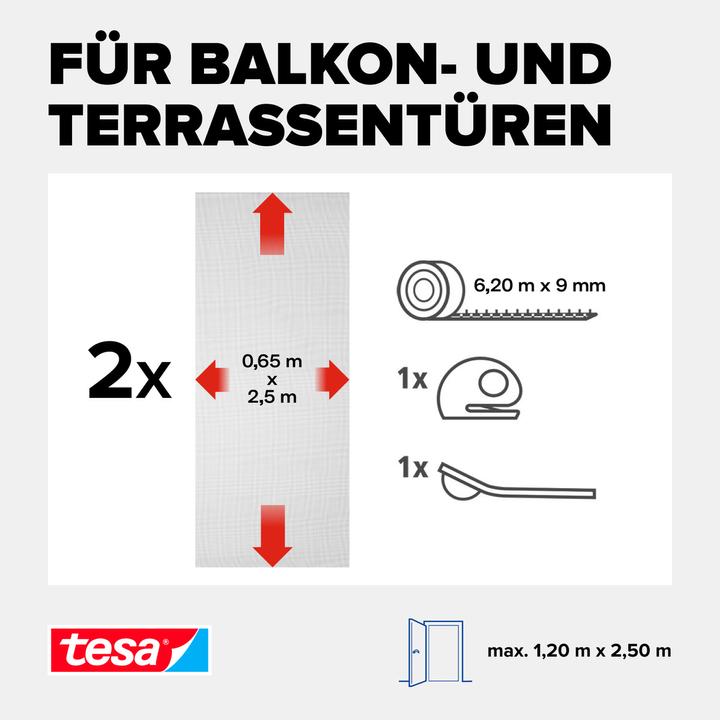 Produktbild tesa Insektenschutz COMFORT für Fenster, mit Klettband, selbstklebend, ohne Bohren (65 x 250 cm)