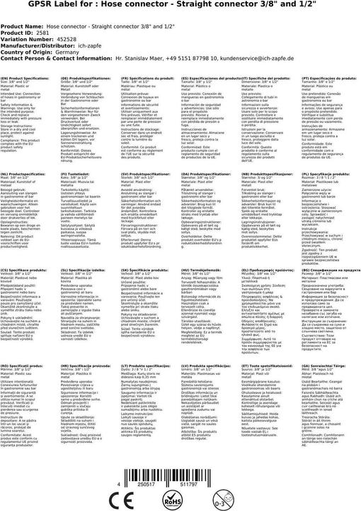 Produktbild Ich-zapfe Schlauchverbinder - Gerader Verbinder 3/8" und 1/2"