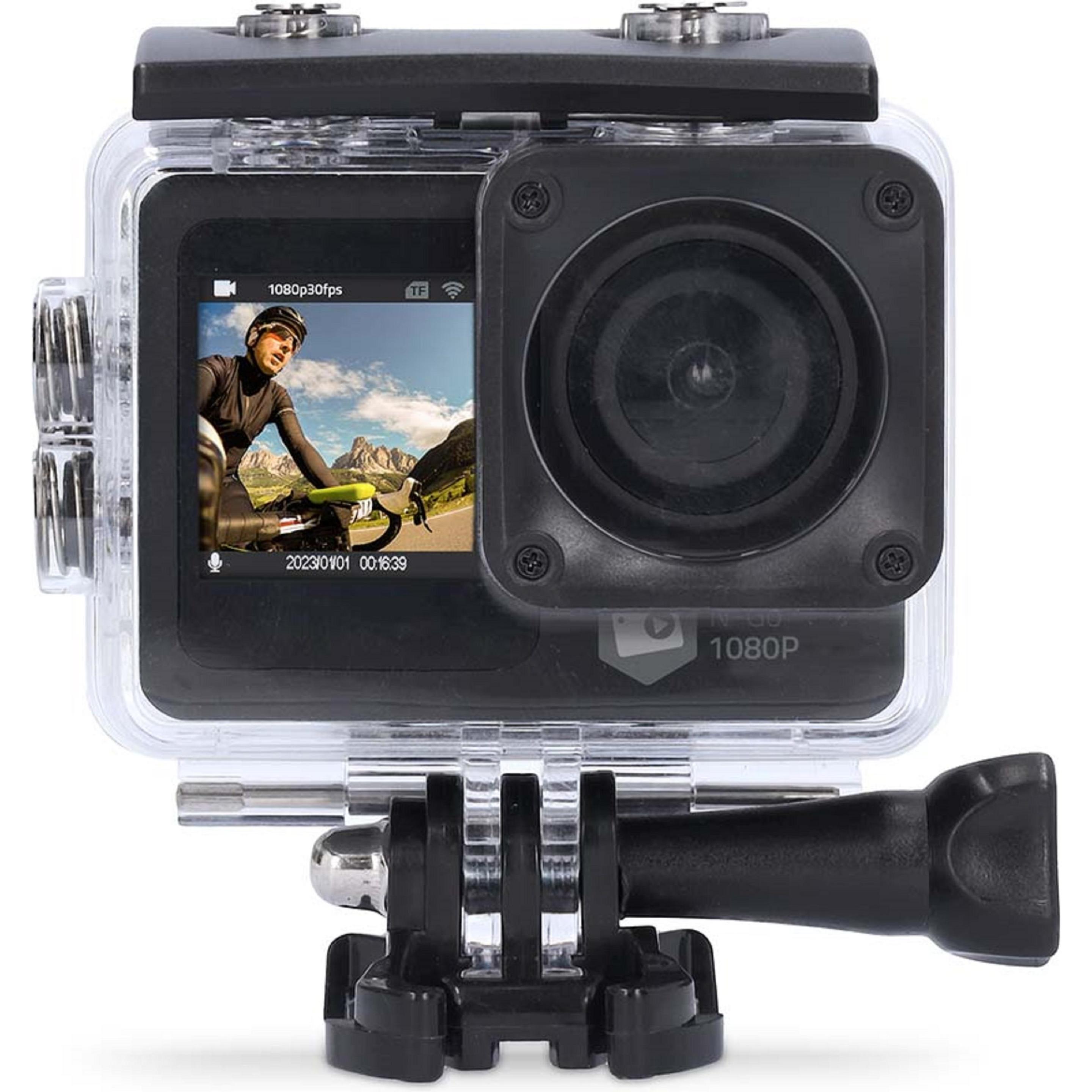 Thumbnail - Nedis Action Cam Dualer Bildschirm 1080p@30fps 12 MPixel Wasserdicht bis: 30.0 m 70 min (30p, WLAN), Action Cam, Schwarz