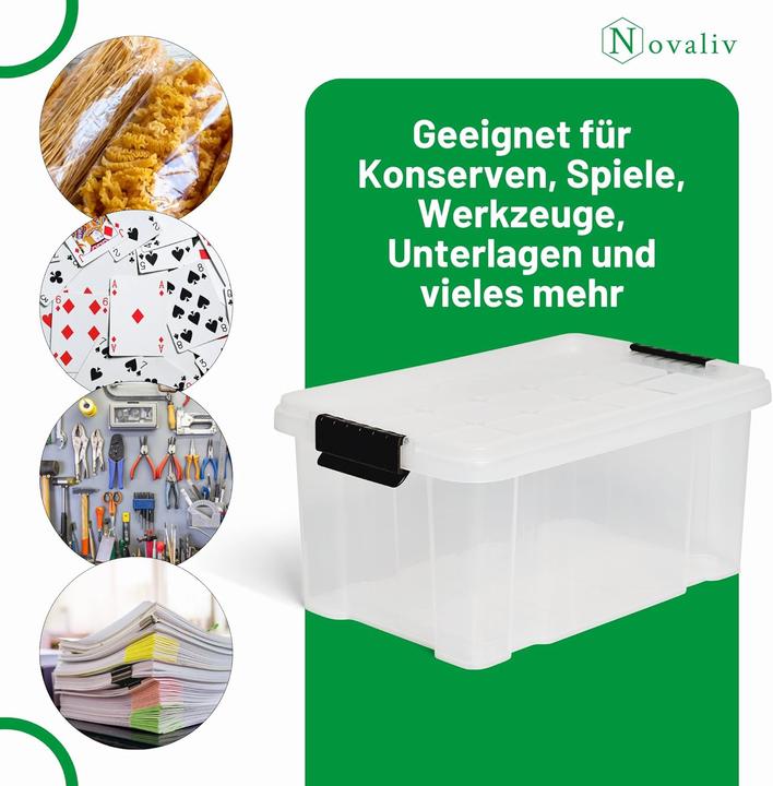Produktbild Novaliv Aufbewahrungsbox mit Deckel 5L transparente Nestbar stapelbare Plastikbox mit Clipverschluss (19 cm, 5 l, 1x)