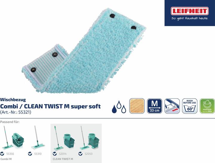 Produktbild Leifheit Wischbezug CLEAN TWIST M / Combi M super soft 2er (2 Stk.)