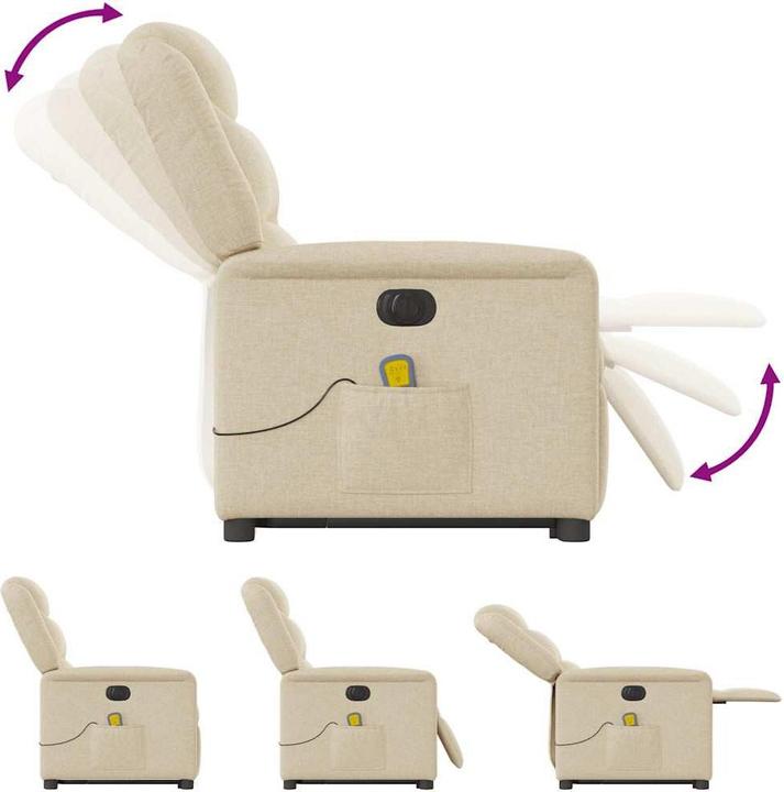 Immagine prodotto vidaXL Poltrona massaggiante elettrica con ausilio stand-up in tessuto crema