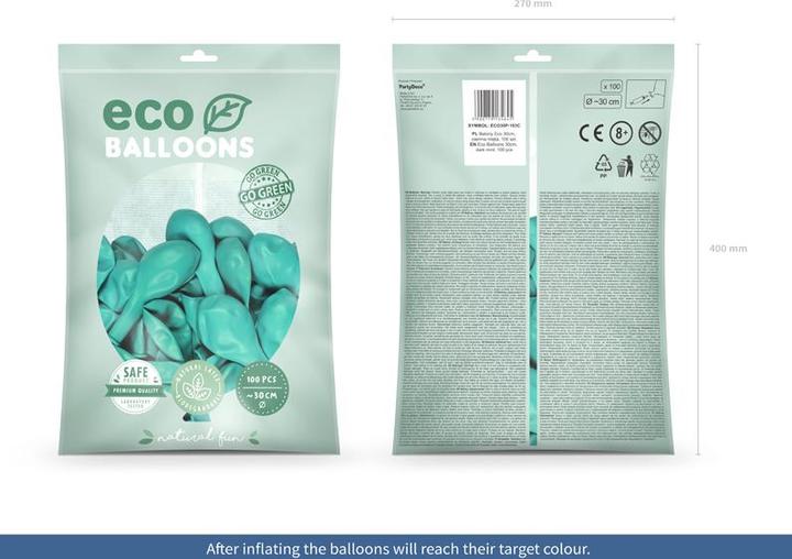 Actual product image Partydeco Eco Balloons 30 cm Pastel, Dark Mint (1 Pck (100 x)